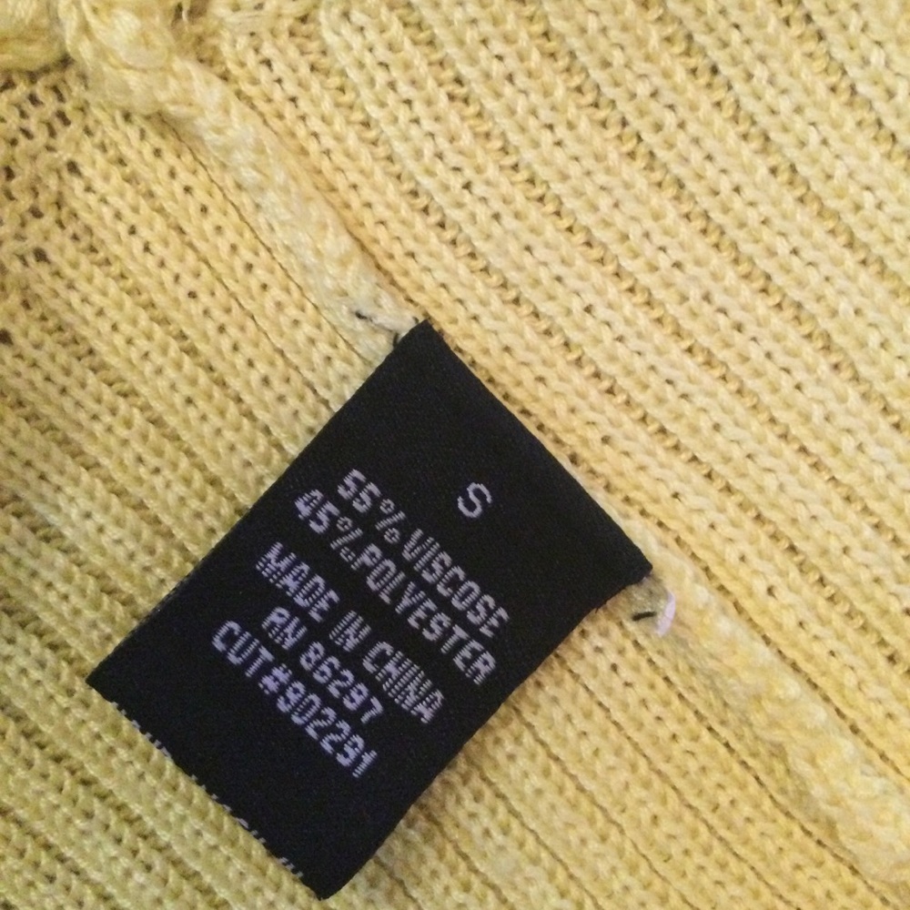 BCBGMaxAzria Yellow Open-Knit Cropped Sweater - Picture 4 of 4